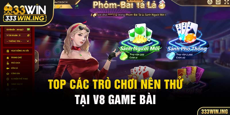 Top các trò chơi nên thử tại V8 game bài